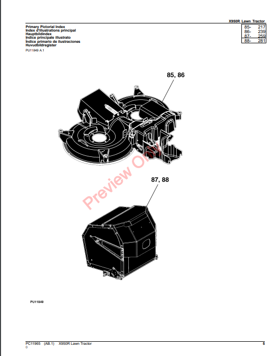 JOHN DEERE X950R LAWN TRACTOR PC11965 - PARTS CATALOG MANUAL