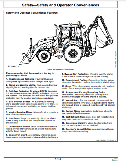 OPERATOR MANUAL - JOHN DEERE 310L EP Construction Backhoe Loader OMT410085X19