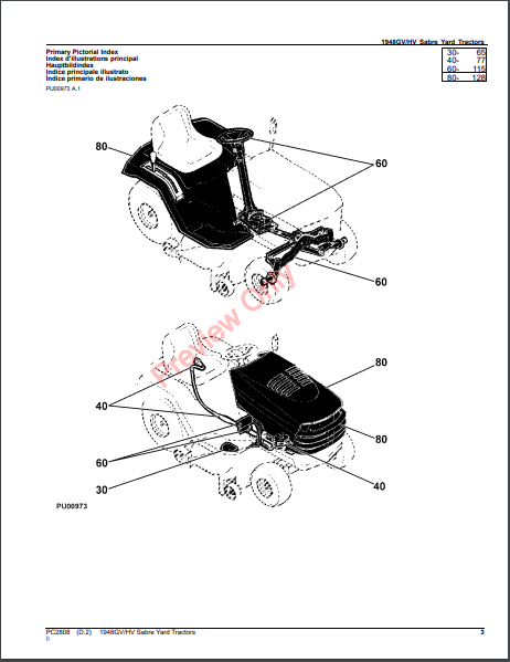 JOHN DEERE 1948GV/HV SABRE YARD TRACTORS PC2808 - PARTS CATALOG MANUAL