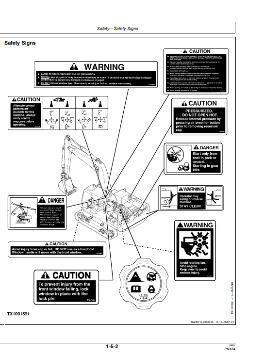 JOHN DEERE 135C RTS, 225CLC RTS (C SERIES) Construction Excavators OPERATOR MANUAL - OMT200346_