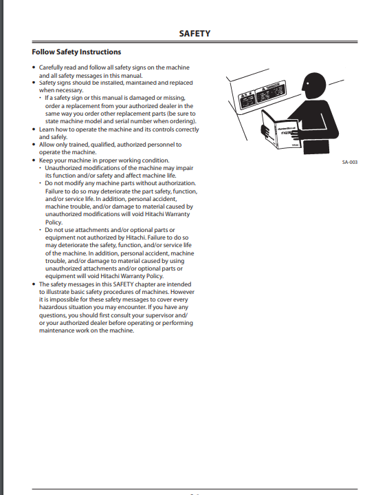 JOHN DEERE ZAXIS210-5A, ZAXIS210LC-5A, ZAXIS350LC-5A (ZAXIS-5 SERIES) Hitachi Excavators OPERATOR MANUAL - ENMDAKLA22