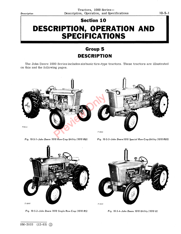 JOHN DEERE 1010R TRACTOR SERVICE MANUAL SM2033 - PDF FILE