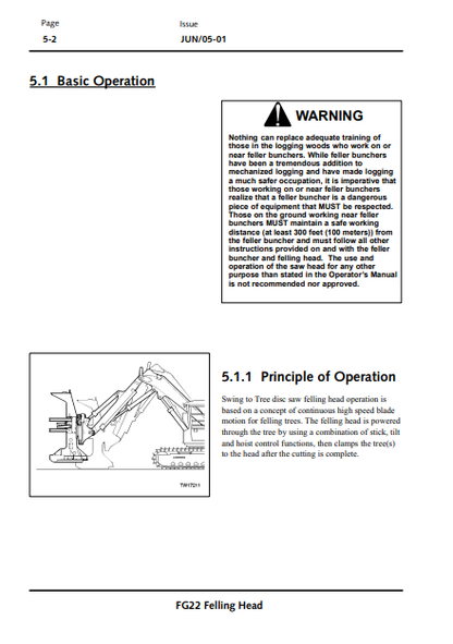 F382268 - JOHN DEERE FG22 (FG SERIES) Forestry Tracked Feller Buncher OPERATOR MANUAL