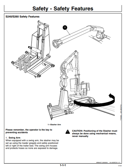 JOHN DEERES 950, 850 (50 SERIES) FORESTRY Knuckleboom Loader OPERATOR MANUAL - OMF380406