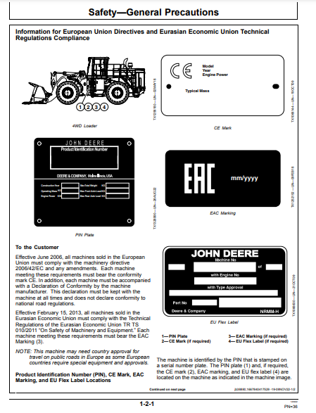 OPERATOR MANUAL - JOHN DEERE 944 X Construction Loader OMT474671X019