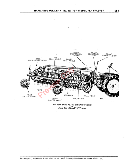 JOHN DEERE SIDE-DELIVERY RAKES PC166 - PARTS CATALOG MANUAL