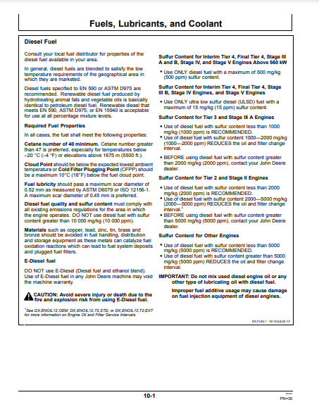 OPERATOR MANUAL - JOHN DEERE 2.4L,3.0L,4024HF285,4024HF295,5030HF285 (POWERTECH™ E) Construction Engine OMRG37673