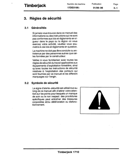 F057895 - JOHN DEERE 1710 (A SERIES) Forestry Forwarder OPERATOR MANUAL