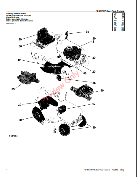 JOHN DEERE 1948GV/HV SABRE YARD TRACTORS PC2808 - PARTS CATALOG MANUAL