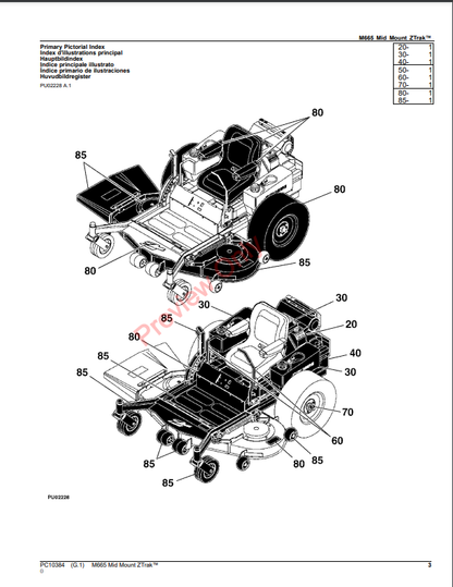 JOHN DEERE M665 MID MOUNT ZTRAK PC10384 - PARTS CATALOG MANUAL