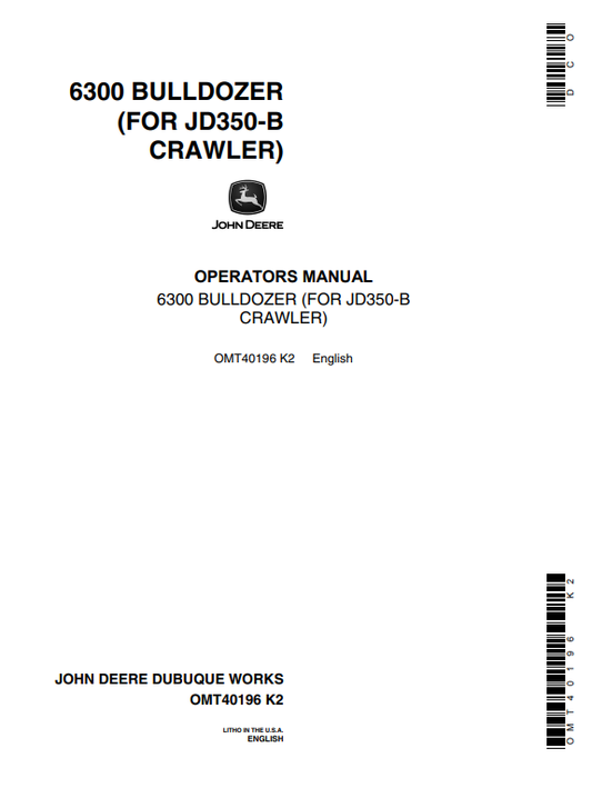 JOHN DEERE 6300 (SERIES) Construction Attachments OPERATOR MANUAL -  OMT40196_