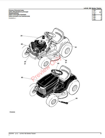 JOHN DEERE LA145 TRACTOR PC9744 - PARTS CATALOG MANUAL