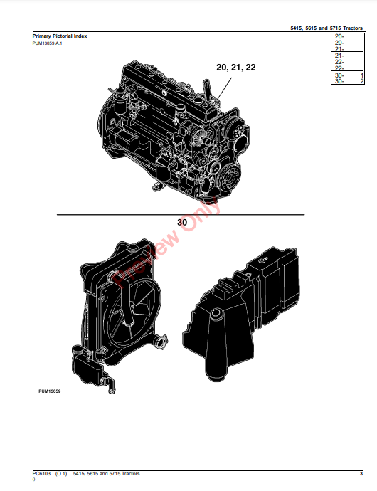 JOHN DEERE 5415, 5615, 5715 TRACTOR PC6103 - PARTS CATALOG MANUAL