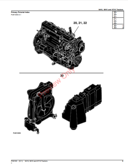 JOHN DEERE 5415, 5615, 5715 TRACTOR PC6103 - PARTS CATALOG MANUAL