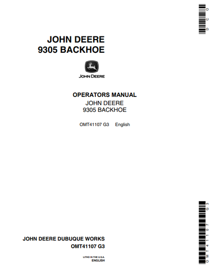 JOHN DEERE 9305 (SERIES) Construction Attachments OPERATOR MANUAL -  OMT41107_