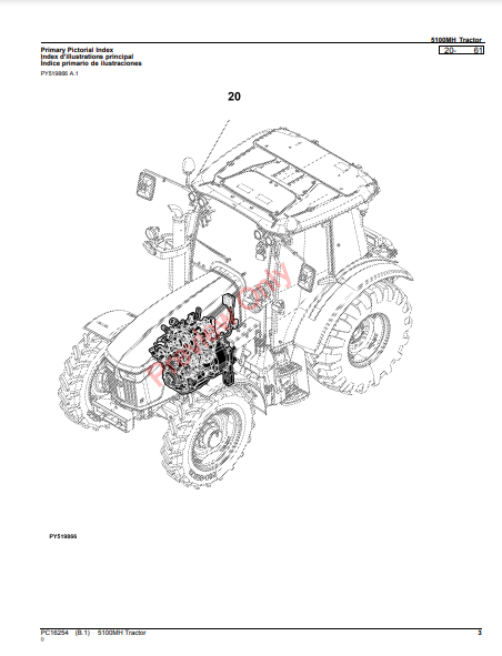 JOHN DEERE 5100MH TRACTOR PC16254 - PARTS CATALOG MANUAL