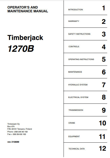 F056423 - JOHN DEERE 1270B (B SERIES) Forestry Wheeled Harvesters OPERATOR MANUAL