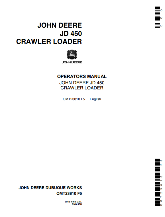 JOHN DEERE 450 (B SERIES) Construction Crawlers OPERATOR MANUAL - OMT23810