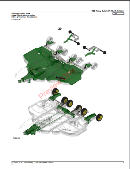 JOHN DEERE M20 ROTARY CUTTER PC6180 - PARTS CATALOG MANUAL