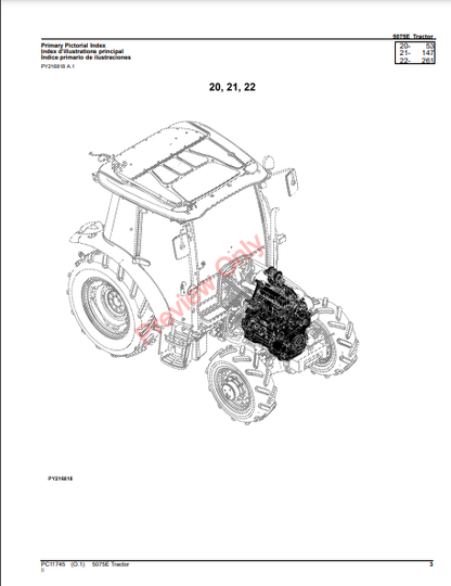 JOHN DEERE 5075E - TRACTOR \ 5075E TRACTOR (IT4) (9X3 TSS TRANSMISSION W/CAB AND OOS (12X12 PR TRANSMISSION W/CAB AND OOS (NORTH AMERICA EDITION) PC11745 - PARTS CATALOG MANUAL