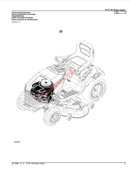 JOHN DEERE S170 100 SERIES TRACTOR PC13995 - PARTS CATALOG MANUAL