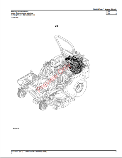 JOHN DEERE Z994R ZTRAK MOWER (DIESEL) PC13622 - PARTS CATALOG MANUAL