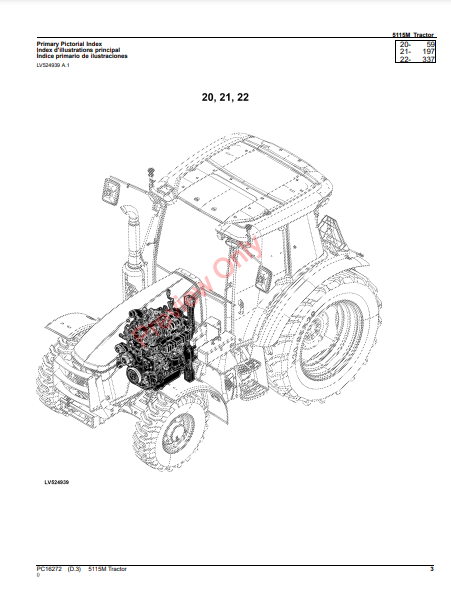 JOHN DEERE 5115M TRACTOR PC16272 - PARTS CATALOG MANUAL