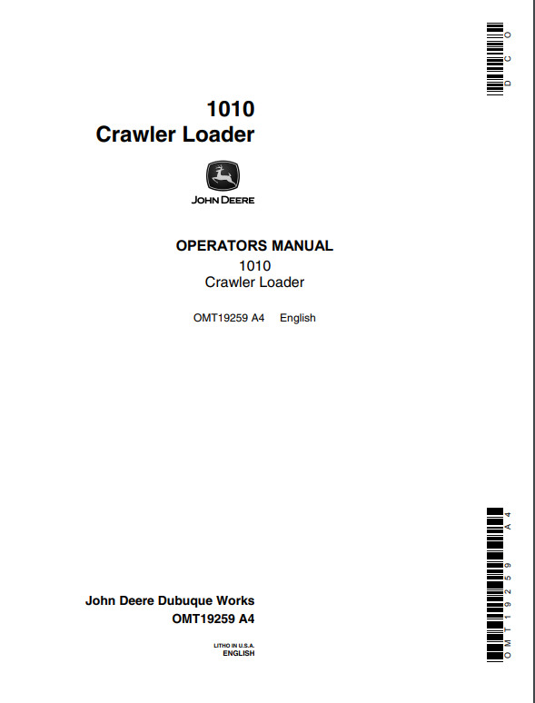 JOHN DEERE 2010 ( SERIES) Construction Crawlers OPERATOR MANUAL - OMT19259