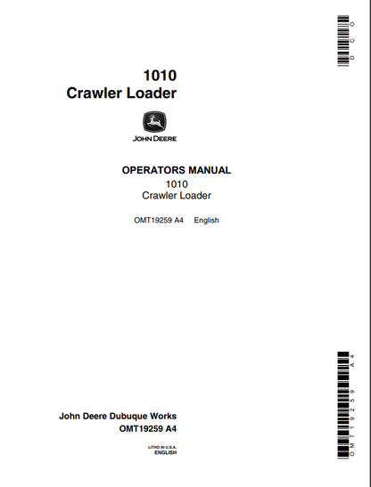 JOHN DEERE 2010 ( SERIES) Construction Crawlers OPERATOR MANUAL - OMT19259