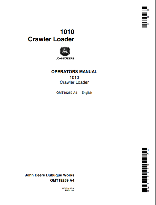 JOHN DEERE 2010 ( SERIES) Construction Crawlers OPERATOR MANUAL - OMT19259