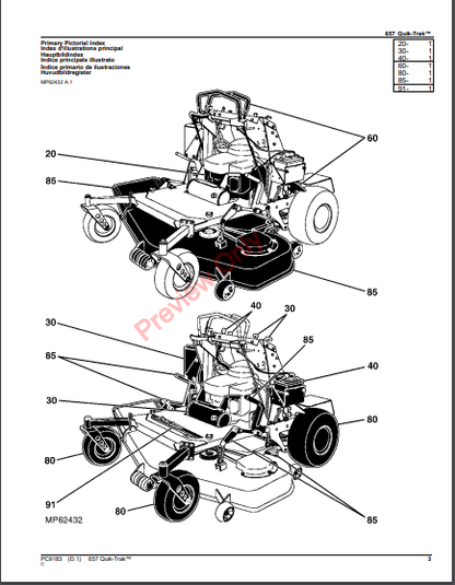 JOHN DEERE 657 QUIK-TRAK MOWER PC9183 - PARTS CATALOG MANUAL