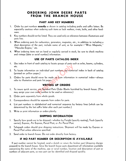 JOHN DEERE NO.5 CASTER-WHEEL POWER MOWER PC466 - PARTS CATALOG MANUAL