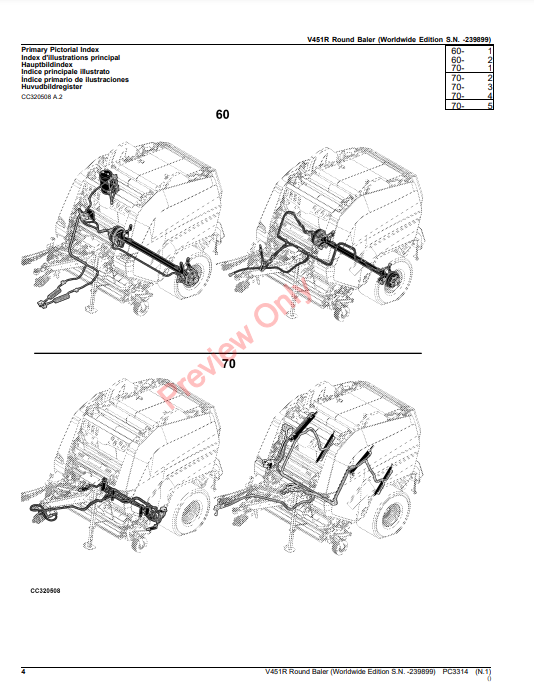 JOHN DEERE V451R ROUND BALER (WORLDWIDE EDITION) PC3314 - PARTS CATALOG MANUAL