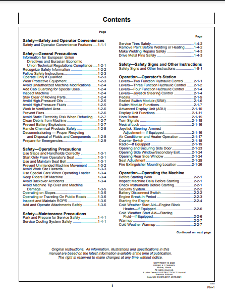 OPERATOR MANUAL - JOHN DEERE 744K SERIES II (0) Construction Loader OMT353084X19