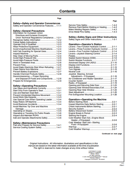 OPERATOR MANUAL - JOHN DEERE 744K SERIES II (0) Construction Loader OMT353084X19