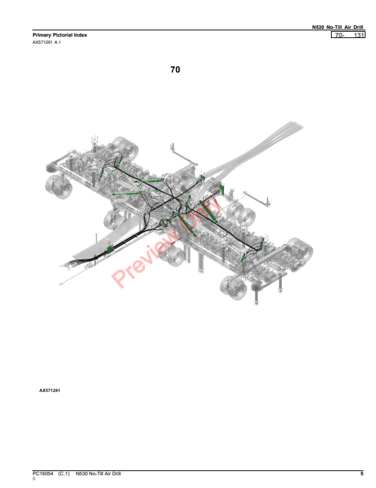 JOHN DEERE N530 NO-TILL AIR DRILL PC16054 - PARTS CATALOG MANUAL
