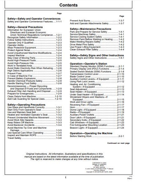 OPERATOR MANUAL - JOHN DEERE 450K,550K,650K Construction Crawler Dozer OMT378072X19