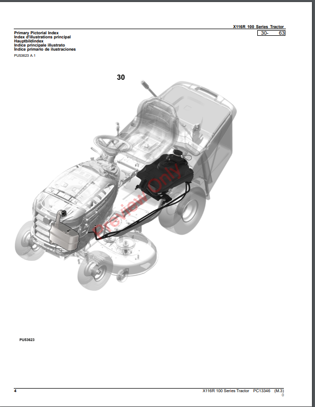 JOHN DEERE X116R 100 SERIES TRACTOR PC13346 - PARTS CATALOG MANUAL