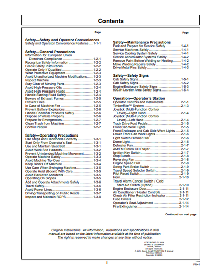 OMT238858 - JOHN DEERE 853JH,903JH,909JH (J SERIES) Forestry Tracked Harvesters OPERATOR MANUAL