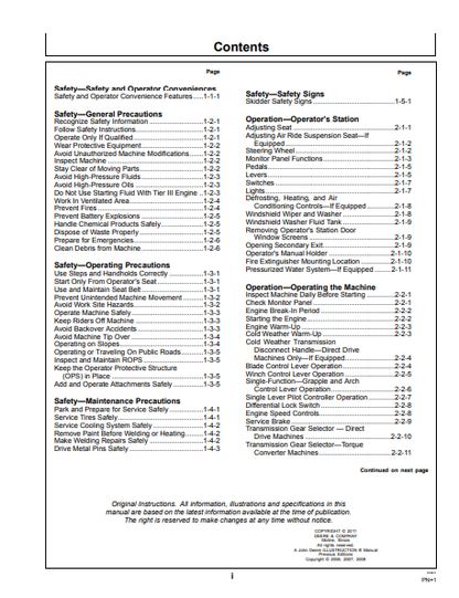 OMT214469 - JOHN DEERE 640GIII,648GIII,460D (G SERIES III, D SERIES) Forestry Skidders OPERATOR MANUAL