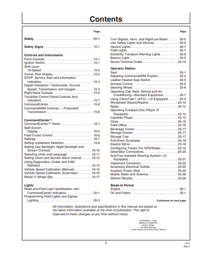 OMAR248017 - JOHN DEERE 9430,9530,9630 Construction Scrapers OPERATOR MANUAL