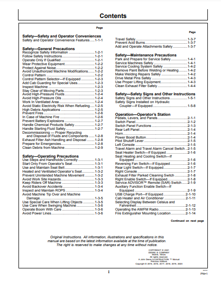 OPERATOR MANUAL - JOHN DEERE 160GLC,180GLC (G SERIES) Construction Excavator OMT364032X19