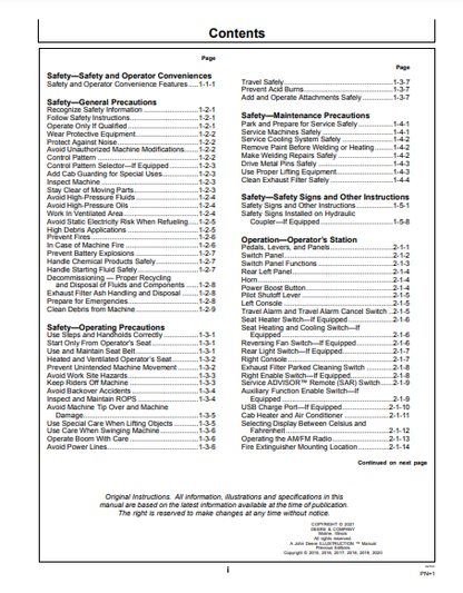 OPERATOR MANUAL - JOHN DEERE 160GLC,180GLC (G SERIES) Construction Excavator OMT364032X19