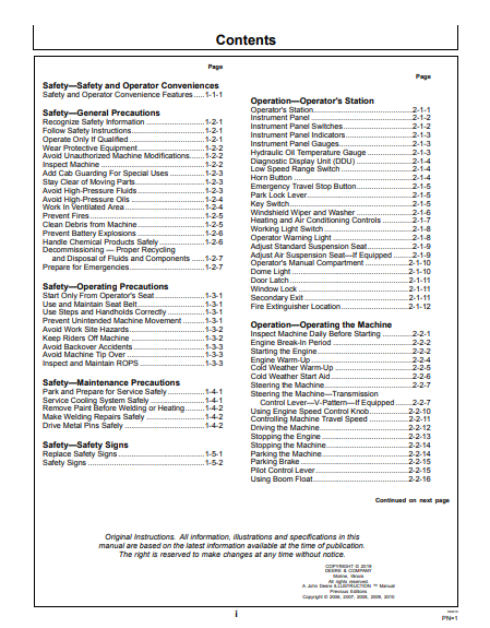 OPERATOR MANUAL - JOHN DEERE 605C (C SERIES)  Construction Crawler Loader OMT217598