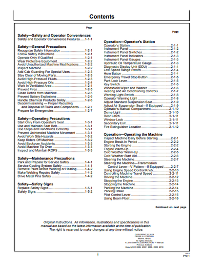 OPERATOR MANUAL - JOHN DEERE 605C (C SERIES)  Construction Crawler Loader OMT217598