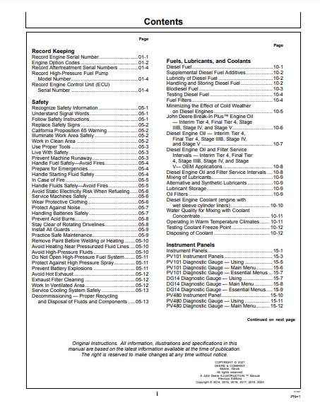 OPERATOR MANUAL - JOHN DEERE 2.9L,3029 Construction Engine OMRG39496