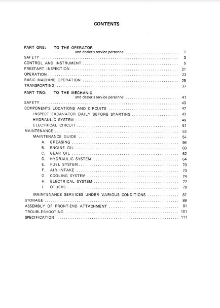 OPERATOR MANUAL - JOHN DEERE UH063 (UH-SERIES) Hitachi Excavator EM12944