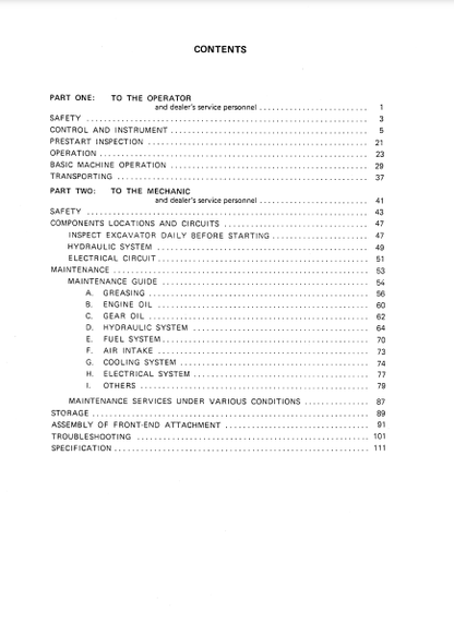 OPERATOR MANUAL - JOHN DEERE UH063 (UH-SERIES) Hitachi Excavator EM12944