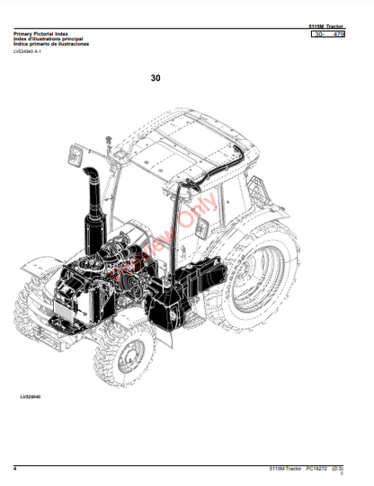 JOHN DEERE 5115M TRACTOR PC16272 - PARTS CATALOG MANUAL