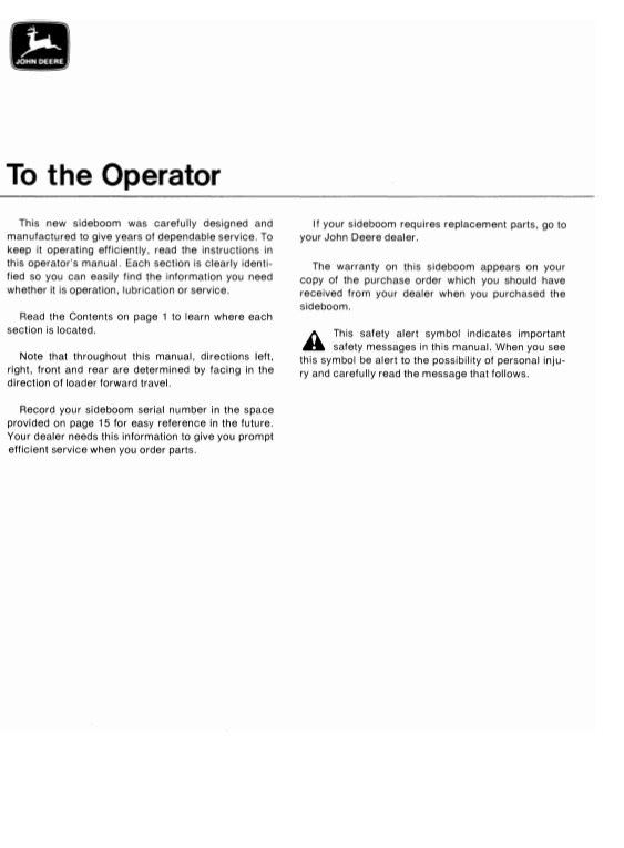 JOHN DEERE 9305 (SERIES) Construction Attachments OPERATOR MANUAL -  OMT41107_